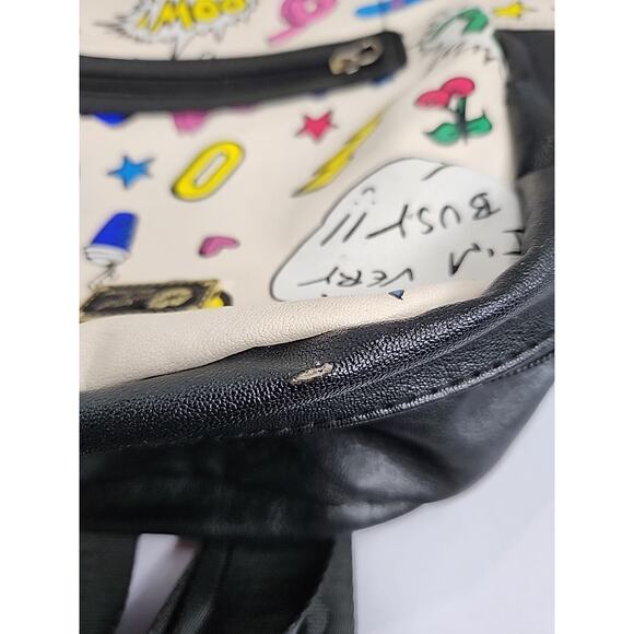 Betsey Johnson POW MEOW Backpack FAUX LEATHER 1980's Retro Comic Retired FLAW - Picture 12 of 15